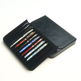 MIVLXLX Leather 12 Fountain Pen/Pencil Tray Case Organizer, Fashion Design, Handmade, Magnetic Closure with Drawer, Christmas Gift for Man/Woman/Office, 12 Slots(black)