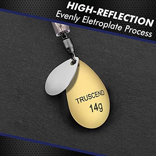 TRUSCEND Swimming or Jigging Fishing Spinners with Two-Way Spinning Spoons System, Rooster Tail Fishing Lures with Flash Copper Body & Blade, Freshwater and Saltwater Blade Bait for Bass Walleye Trout