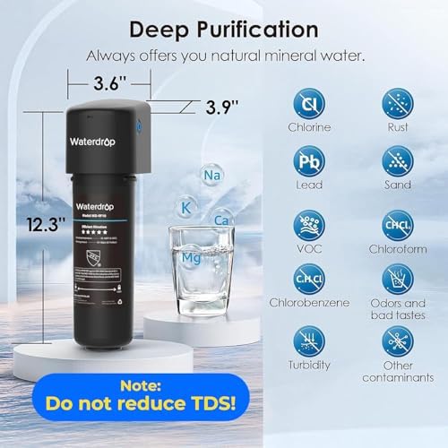 Waterdrop 10UA Under Sink Water Filter System, Reduces PFAS, PFOA/PFOS, Lead, Chlorine, Bad Taste & Odor, Under Counter Water Filter Direct Connect to Kitchen Faucet, NSF/ANSI 42 Certified, 8K Gallons