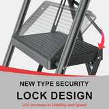 Step Ladder Foldable Folding Stool - for Home Adults Kitchen 4 Stepping Extension Tall Heavy Duty with Handrails - Closet Stepstool Stair Ladders Extendable Stepladder for Indoor House 600Lbs