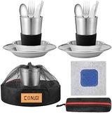 Outdoor Camping Mess Kit - 1 to 2 persons Camping Dishes Includes Cups, Bowls, Dishes, Knives, Forks, Spoons, Etc, Camping Dinnerware Set with Mesh Bag is Easy to Carry Camping Tableware Set