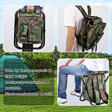 Kikerike Folding Stool Backpack Insulated Cooler Bag, Collapsible Camping Hunting Fishing Multifunction Chair with Front Pocket and Bottle Pocket for Outdoor Events, Hiking, Travel, Beach