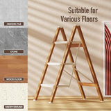 3 Step Lightweight Aluminum Folding Ladder, Portable Step Stool with Wide Anti-Slip Pedals, 330 lbs Capacity for Home,Cleaning Tasks（White&Woodgrain）