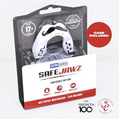 SafeJawz Sports Mouthguard, Dual Layer Premium Mouth Guard with Case for Basketball, Lacrosse, Football, Martial Arts, Hockey, Wrestling, Ice Hockey and All Contact Sports