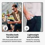 STOJO Collapsible Travel Cup - Reusable To-Go Pocket Size Silicone Bottle for Hot and Cold Drinks - Perfect for Camping - Microwave & Dishwasher Safe (Carnation, 12 Ounce (Pack of 1) - No Straw)