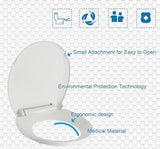 Round Toilet Seat with Slow Close Standard Toilet Seat,Quiet Toilet Cover Seat Toilet Lid Durable Refused to Loosen Easy to Install & Clean,White
