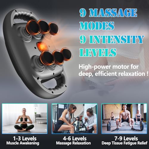 UFFAE 6 Head Massage Gun Deep Tissue with 9 Levels & 9 Modes, Electric Massager Tool for Legs, Arms, Waist, Back, Buttocks - Full Body Muscle Pain Relief, Ideal Gifts for Women, Men, Mom, and Dad
