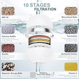 Bath Filter for Tub Faucet - 10 Stages Bath Water Filter 2,500 Gallons, Removes Contaminants & pH Balancer, Improved Skin, Hair, and Nail Condition - BPA-Free & Easy Install (White)