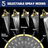 HOPOPRO 5-Mode High Pressure Shower Head - The Washington Post, NBC News, Today TV Show Recommended - High Flow Fixed Showerheads (4 Inch Gold)