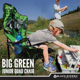 Black Sierra Folding-Lawn Chair for Camping, Beach, Backyard, Sporting Events. for Kids Ages 3-10. Comes with Cup Holder and Carry Bag. Portable-Chair for Travel, Supports 150 Lbs.