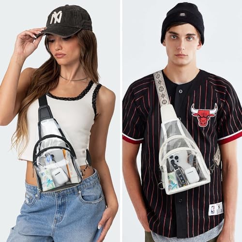 Clear bags Stadium Approved Crossbody Sling Bag Fanny Pack Backpack Purses for Women Men Belt bag for stadium events