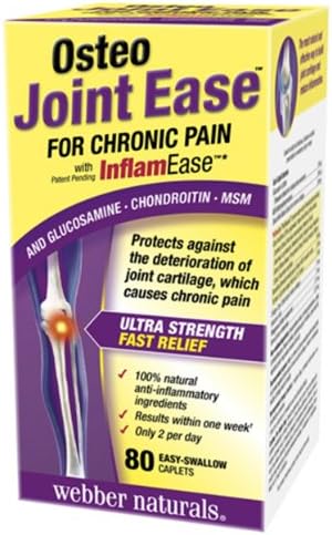 Webber Naturals Osteo Joint Ease with InflamEase, Glucosamine, Chondroitin, and MSM, 80 Caplets, Helps Ease Joint Pain Associated with Osteoarthritis