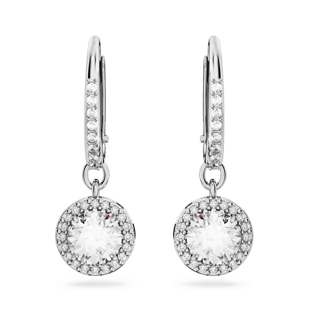 Swarovski Constella Pierced Drop Earrings, White Crystals on a Rhodium Finish Setting, Part of the Constella Collection
