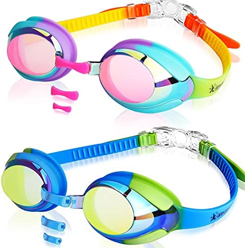 Keary Kids Swim Goggles for Toddler Kids Youth(3-12),Anti-Fog Waterproof Anti-UV Clear Vision Water Pool Goggles