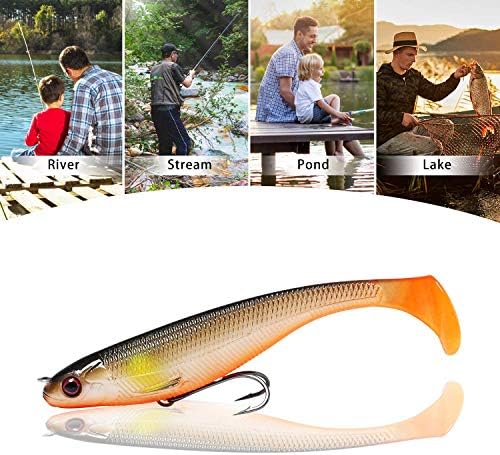 TRUSCEND Pre-Rigged Soft Fishing Lures, Well-Made Easy Catching Lures for Family Fishing, Great Action Swimbaits with Spinner, All-Conditions Fishing Gear for Bass Trout Walleye, Crappie Fishing Jigs