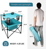 VILLEY Portable Camping Picnic Table, Lightweight Folding Beach Table with 4 Cup Holders and Carry Bag for Camp, Travel, Fishing, and Outdoor Activities