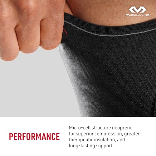 McDavid Knee Compression Sleeves. Lightweight Neoprene Support, Men/Women, for Left & Right Knee, Fits Men & Women, Includes 1 Sleeve, Black