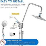 Dual Shower Head Combo, 8'' High Pressure Rain Shower Head with Handheld Spray, 6 Settings Handheld Showerhead, 15" Height Adjustable Slide Bar, Angle Adjustable, Chrome Polished