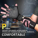 ihuan Ventilated Weight Lifting Gym Workout Gloves with Wrist Wrap Support for Men & Women, Full Palm Protection, for Weightlifting, Training, Fitness, Hanging, Pull ups