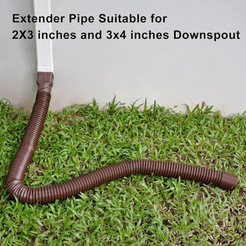 7ft Long Gutter Downspout Extensions, Outer diameter 3" Gutter Extensions for Downspout,Flexible Drainage Pipe Suitable for 2"×3" and 3"×4" Downspout,Flexible Pipe Stretched Length 7ft (2 Pack)