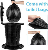 Upgrade Retractable Portable Toilet, Camping Toilet with 8 Gallon Bags for Adults Kids, Height Adjustable Foldable Travel Toilets Portable Potty, Perfect for Outdoor Emergency Use