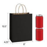 BagDream Medium Gift Bags with Handles 8x4.25x10.5 Inch Black 50 Pack Bulk