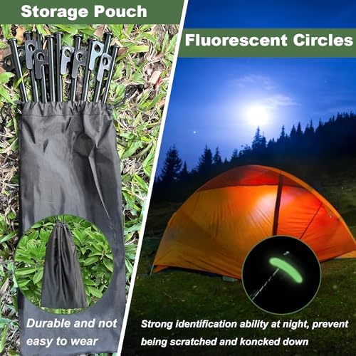 20Pcs Tent Stakes, 16in Heavy Duty Tent Stakes, Dia 0.35" Forged Steel Stakes Heavy Duty for Tent Used on Rocks, Grassland, Snowfield(20Pcs 16in Stakes)