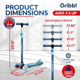 3-Wheel Kids Scooter - Lean-to-Steer Technology, Adjustable Height Handlebar, Wide Anti-Slip Deck, Scooter for Boys & Girls Ages 3+, Child Safety Approved, Support Riders Up to 165 lbs, Blue