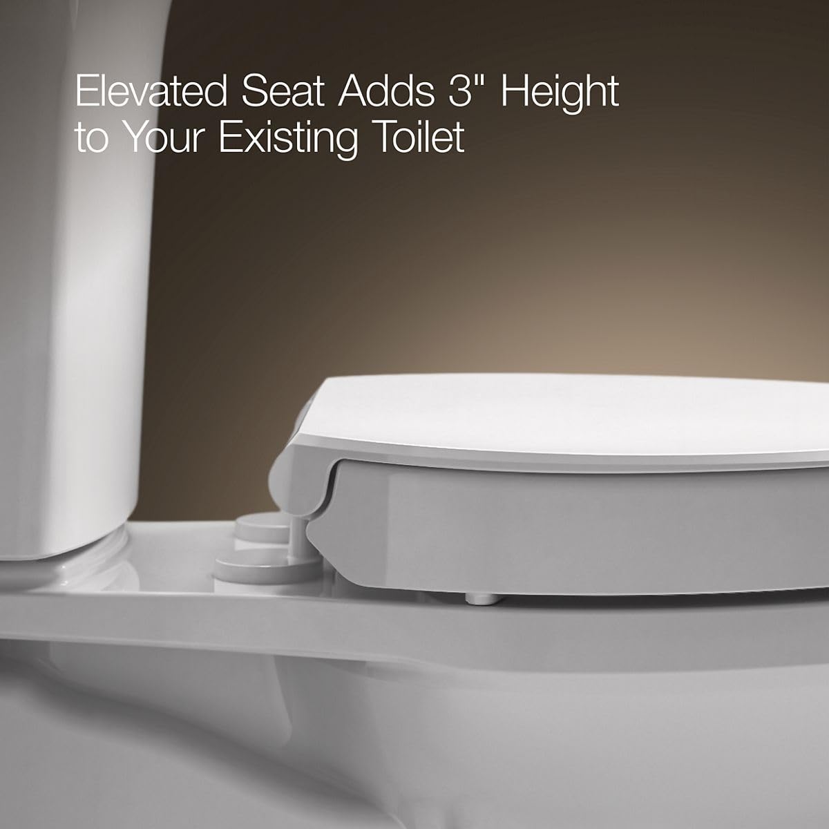 KOHLER 25875-96 Hyten 3" Height, Elevated Soft Close Elongated Toilet Seat, Contoured Seat with Grip-Tight Bumpers, Quick-Attach Hardware, No Slam Toilet Seat, Biscuit (Pack of 2)