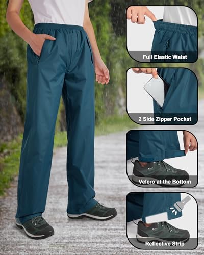 33,000ft Packable Rain Pants for Women Waterproof Pants Lightweight Rain Over Pants Outdoor Windproof Pant for Golf Hiking