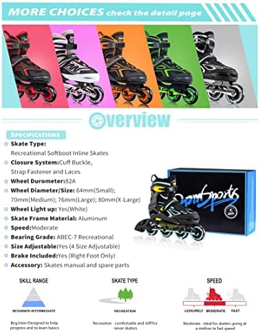 2PM SPORTS Vinal Girls Adjustable Flashing Inline Skates, All Wheels Light Up, Fun Illuminating Skates for Kids Men Adult Women and Boys