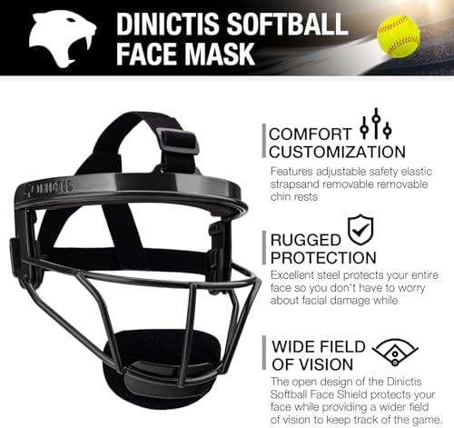 Dinictis Softball Face Mask, Lightweight, Comfortable, with Wide Field Vision, Durable and Safe Face Guards, Premium Protective Softball Fielder's Mask