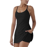 The Ultimate Tummy Control Backless Active Dress -Made for Movement & Easy Bathroom Breaks, Workout Exercise Dress(Black,S)