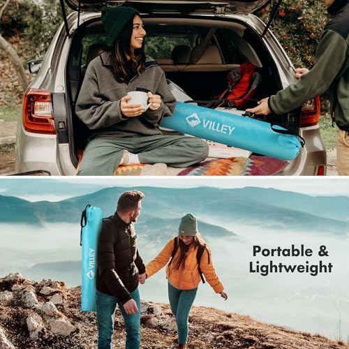 VILLEY Folding Camping Table, Lightweight Portable Beach Table with 2 Cup Holders & Carry Bag for Camping, Beach, Fishing, Travel, and Outdoor Activities (Small)