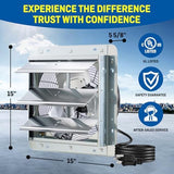 iLIVING 12" Wall Mounted Shutter Exhaust Fan, Automatic Shutter, with Thermostat and Variable Speed controller, 0.6A, 960 CFM, 1400 SQF Coverage Area Silver (ILG8SF12V-ST)