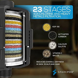SparkPod 23 Stage Shower Head Filter for Dry Hair and Skin - High Output Universal Shower Filters to Remove Toxic Chemicals, Chlorine & Heavy Metals (Midnight Black Matte)