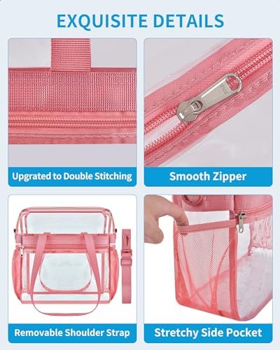 Paxiland Clear Bag for Stadium Events 12x6x12, Clear Tote Bag with Reinforced Strap, Transparent Bag for Sports Concert