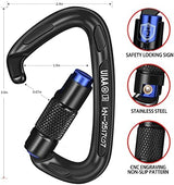 25KN Auto Locking Carabiner - UIAA Certified Heavy Duty Climbing Carabiners for Rock Climbing, Camping, Rappelling, Hunting, Rescue Equipment - Professional Carabiner Clips (Black)