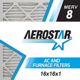 Aerostar 16x16x1 MERV 8 - 6 Count - Pleated HVAC, Furnace & Air Conditioner Filters - Removes Dust, Lint, Mold & Allergy-Causing Pollen