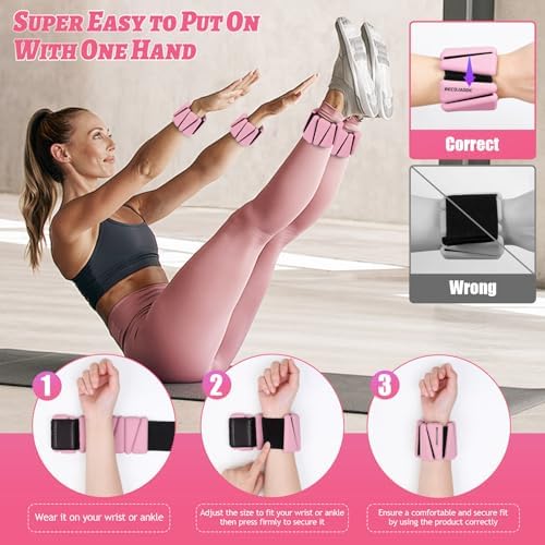 Wrist Ankle Weights Set of 2(1 lb/2 lbs Each) Adjustable Weights Training Intensity for Strength Training Walking Running Yoga Pilates Jogging for Women Men
