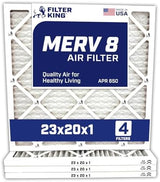 Filter King 23x20x1 Air Filter | 4-PACK | MERV 8 HVAC Pleated A/C Furnace Filters | MADE IN USA | Actual Size: 23 x 20 x .75"