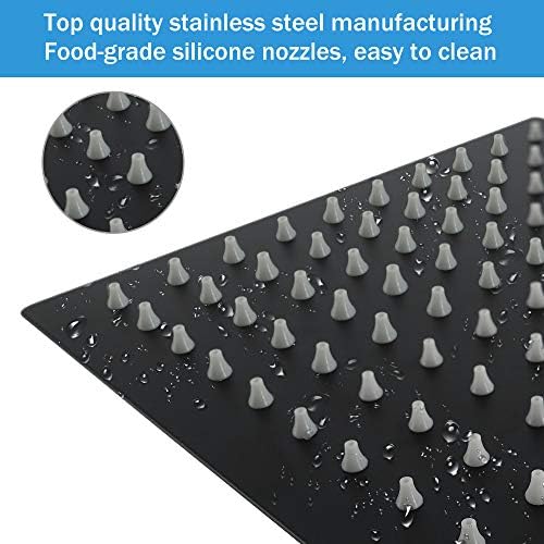 NearMoon Rain Shower Head, High Flow Stainless Steel Square Rainfall Shower, High Pressure Design, Awesome Shower Experience Even At Low Water Flow (8 Inch, Matte Black)