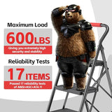 Step Ladder Foldable Folding Stool - for Home Adults Kitchen 4 Stepping Extension Tall Heavy Duty with Handrails - Closet Stepstool Stair Ladders Extendable Stepladder for Indoor House 600Lbs