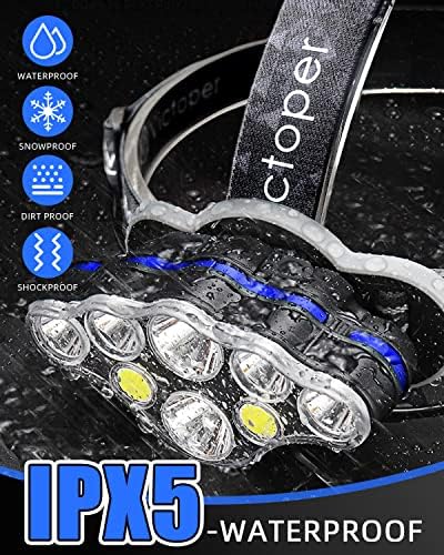 Victoper Rechargeable Headlamp 2 Pack, 8 LED High Lumen Bright Head Lamp with Red Light, Lightweight USB Head Light, 8 Mode Waterproof Head Flashlight for Outdoor Running Hunting Camping Gear, Black
