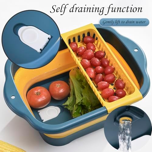 2.77 Gallon (10.5L) Collapsible Dish Basin with Drain Plug, Outdoor Multiuse Foldable Sink Tub, Dishpan, Wash Basin, Portable Kitchen Storage Tray for Camping, RV, Beverage Bucket (Pink)