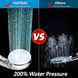 LED Shower Head with Handheld, High Pressure Shower Head with Hose, Holder & PTFE Tape etc, 3 Water Temperature-Controlled Water Saving Filtered Shower Head for Dry Hair& Skin