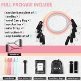 VEICK Resistance Bands, Exercise Bands, Workout Bands Set for Working Out with Handles for Men Women, Elastic Exercising Bands for Fitness Weights Work Out at Home Gym