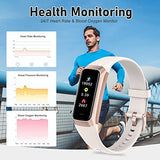 Fitness Tracker with 24/7 Heart Rate, Blood Oxygen Blood Pressure Sleep Monitor, Activity Trackers 5 ATM Waterproof,Step Calorie Counter Pedometer Health Smart Watch for Women Men(Beige)