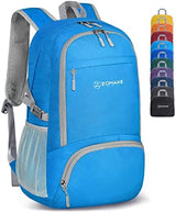 ZOMAKE Lightweight Packable Backpack 30L, Foldable Hiking Backpacks Water Resistant Compact Folding Daypack for Travel(Light Blue)