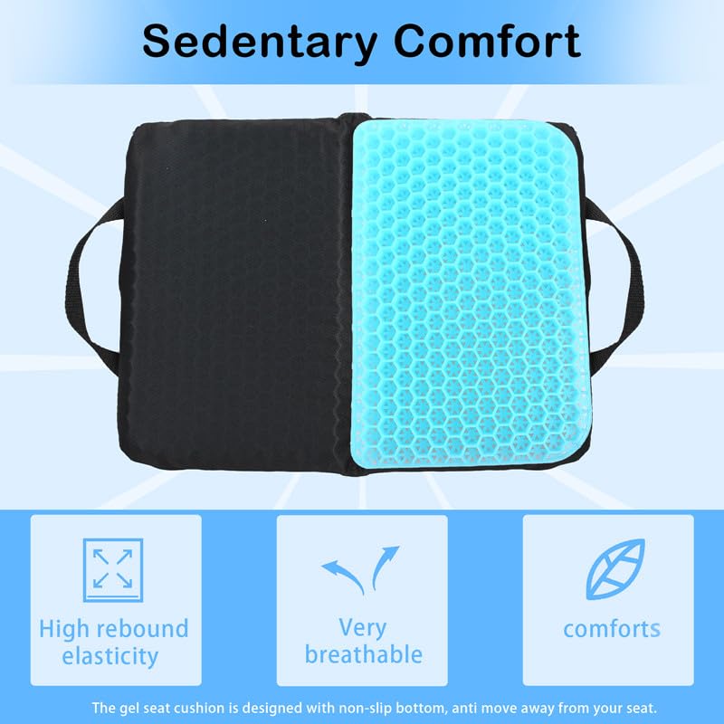 Wllead Gel Portable Seat Cushion (14.5" x 10.6") Foldable Travel Cushion, for Airplane Seats, Camping, Stadium, Cinema, Garden Benches Seat Cushion, Relieve Sedentary Pain